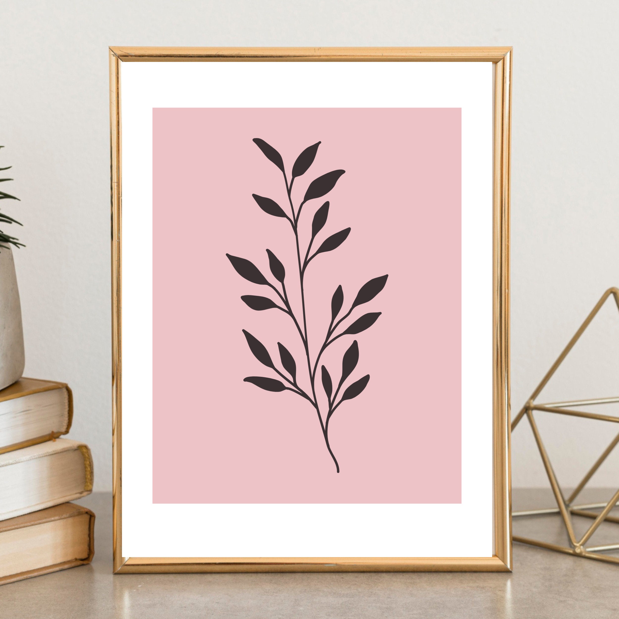 Blush Pink Botanical Wall Art Minimalist Large Wall Print - Etsy