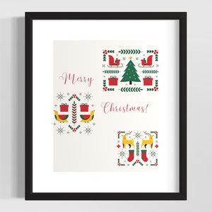 Cozy Christmas Printable - Xmas Tree Abstract Wall Decor - Holiday Digital Download - Festive Home Art