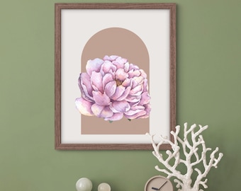 Blush Pink Peony Art Print | Floral Botanical Wall Decor (Digital Download)