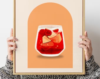 Sangria Cocktail Print: Retro Bar Kitchen Wall Art (Digital Download, PDF Files Included