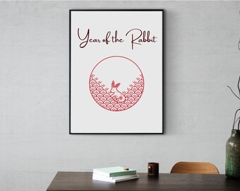 Rabbit Zodiac Print: Chinese New Year 2023 Wall Art (Digital Download)