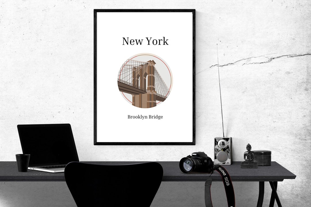 New York Poster - Brooklyn Bridge Wall Art - Printable NYC Decor ...
