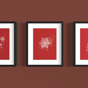 Minimalist Christmas Print - Set of 3 Christmas Wall Art | Minimalist Xmas Home Decor | Snowflake Cozy Xmas Print - Digital Download