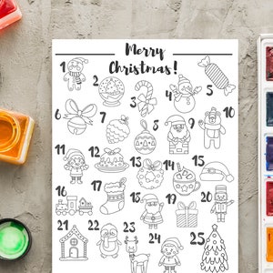 Christmas Coloring Advent Calendar: Kids Xmas Activity (Printable Download)