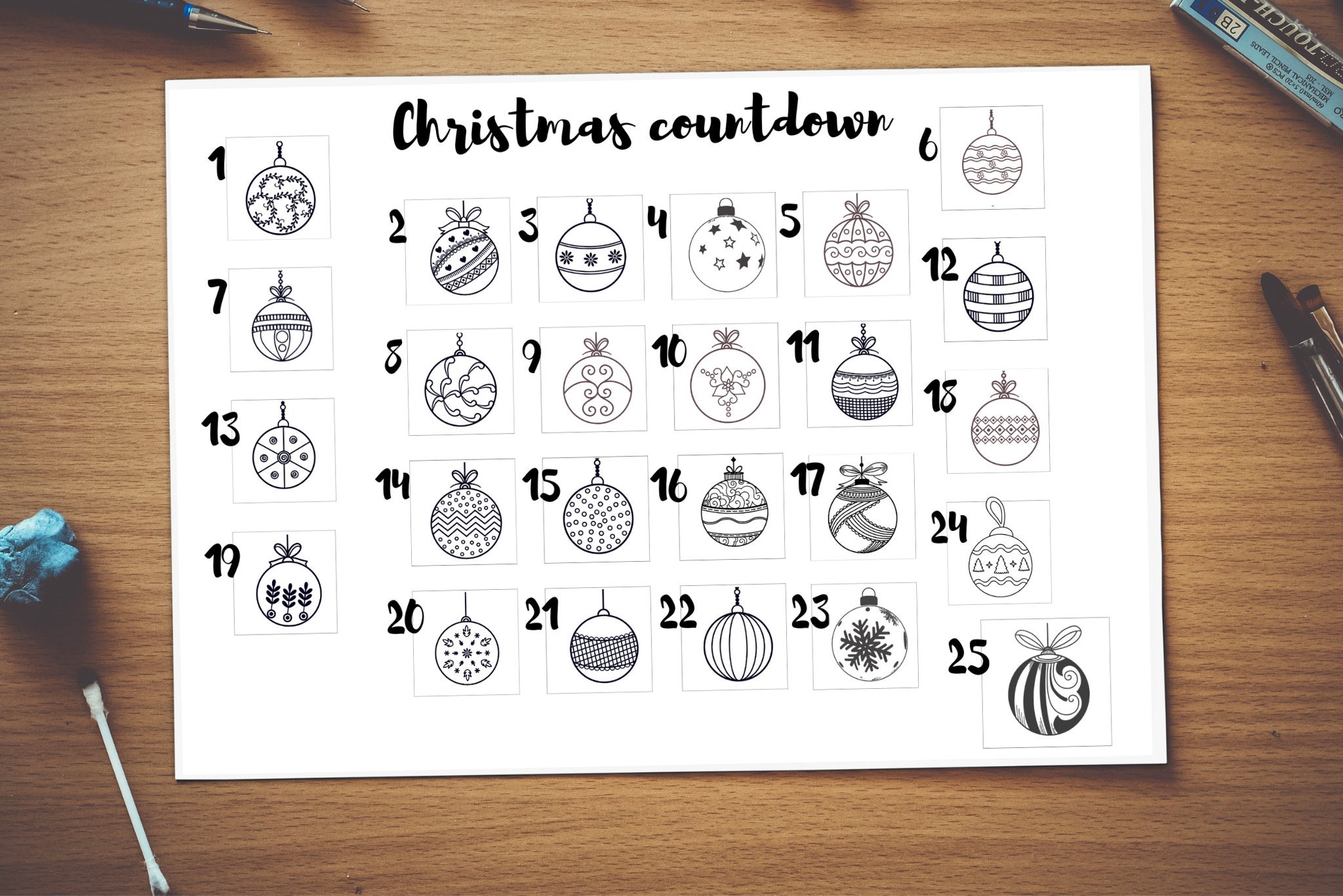 Countdown Colour In Christmas Countdown Color Page: Kids Advent Calendar (digital Download ...