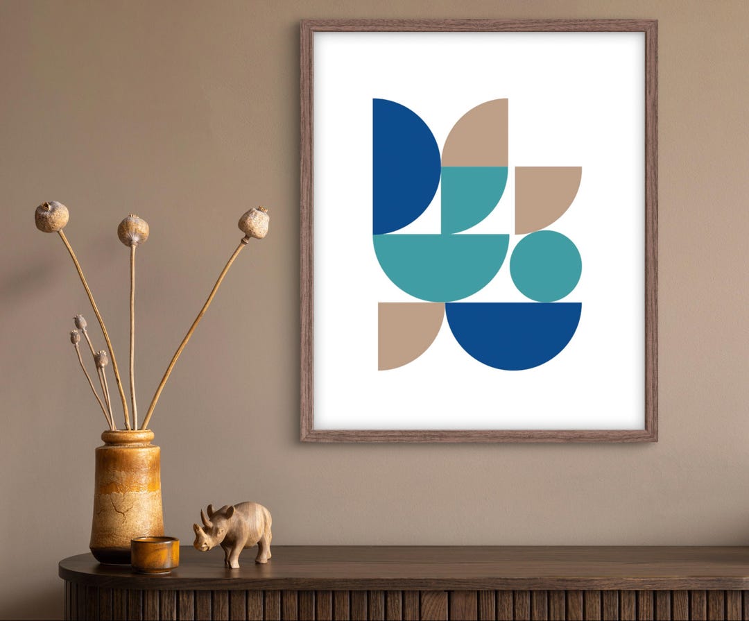 Mid Century Modern Geometric Print: Abstract Bauhaus Wall Art (digital ...