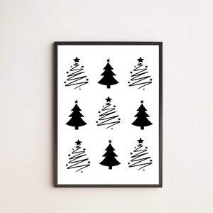 Black and White Minimalist Christmas Print - Christmas Poster - Xmas