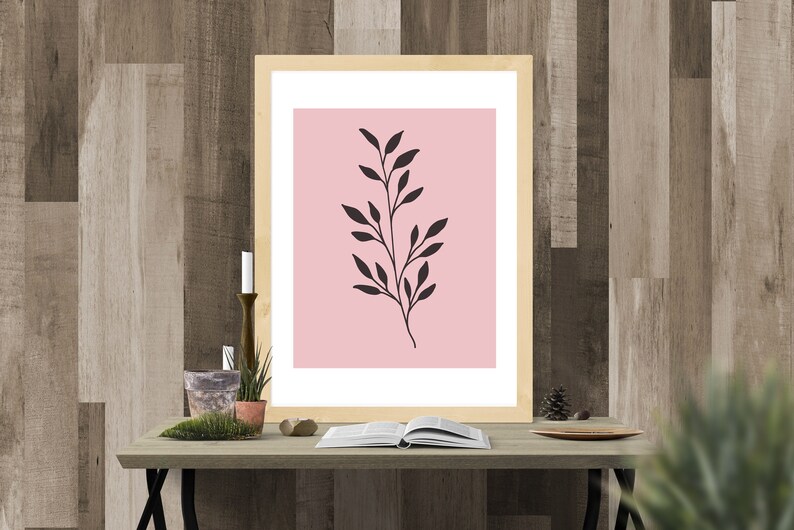 Blush Pink Botanical Wall Art Minimalist Large Wall Print - Etsy