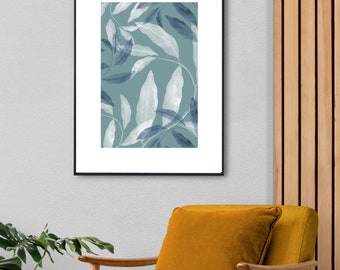 Botanical abstract print - abstract wall art - digital download - green home decor