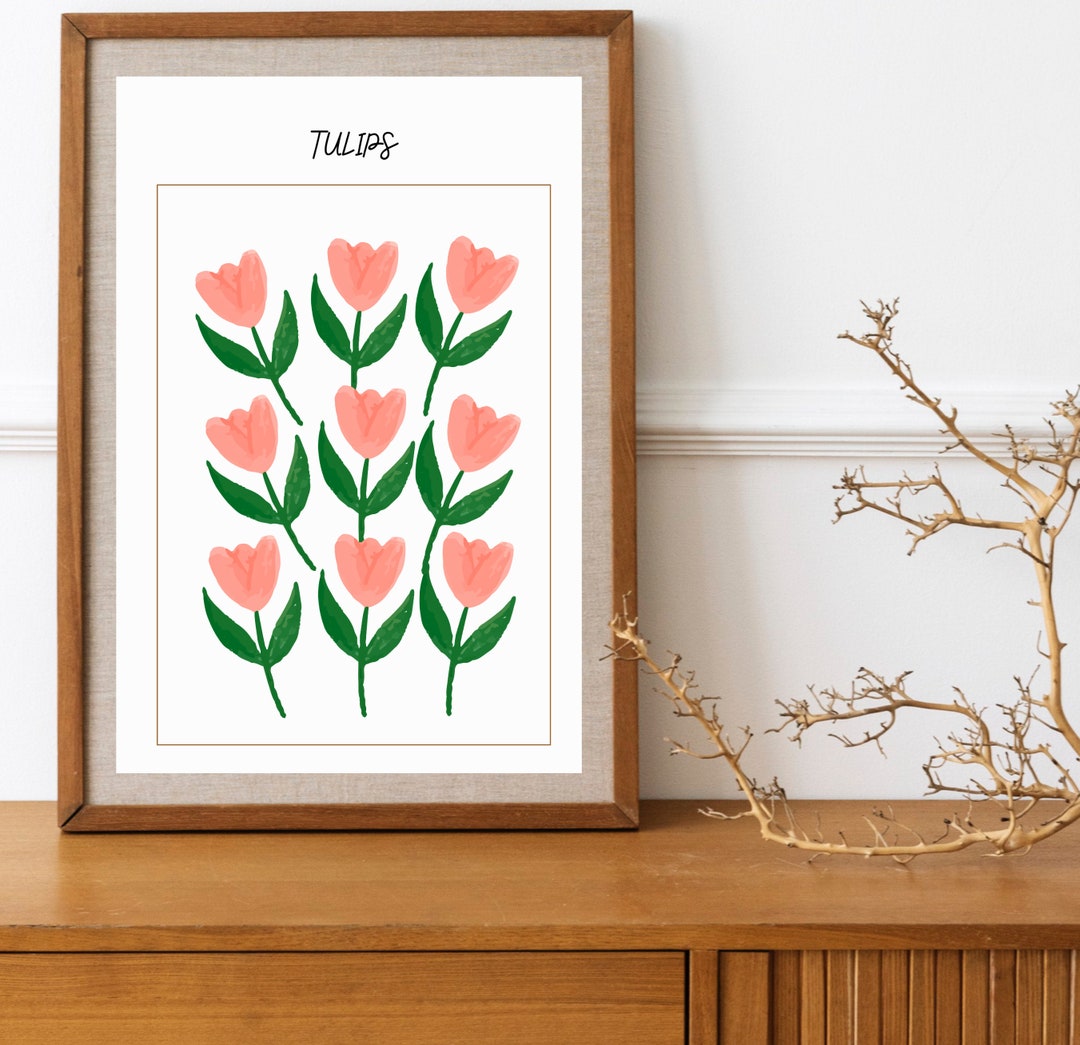 Tulip Pink Botanical Print: Elegant Floral Wall Art (digital Download ...