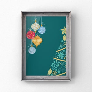 Christmas Ornaments Tree Art Print: Minimalist Holiday Decor (Digital Download)