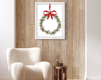 Weihnachtskranz Print: Festliche Feiertage Wandkunst (Digitaler Download)