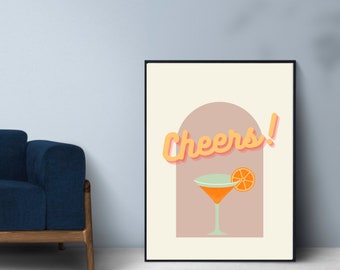 Retro Aperol Spritz Cocktail Print: Vintage Bar Decor (Digital Download)