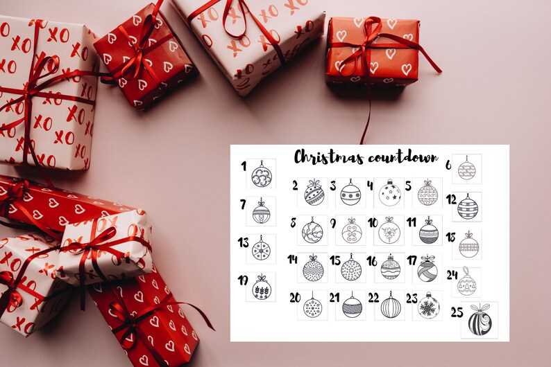 Christmas Countdown Color Page: Kids Advent Calendar (digital Download ...