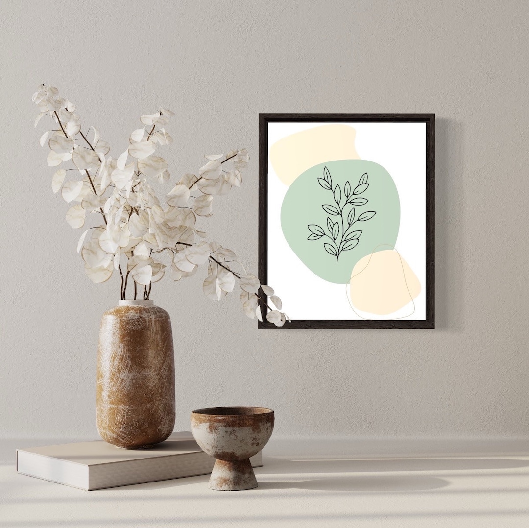 Boho Botanical Printable Wall Art - Minimalist Neutral Beige and Mint ...