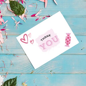 Postal de agradecimiento - tarjeta imprimible - tarjeta de agradecimiento rosa - descarga digital - A2
