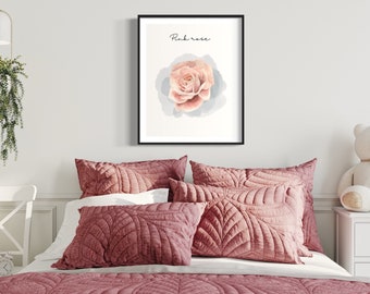 Watercolor Dusty Pink Rose Print: Botanical Wall Art (Digital Download)