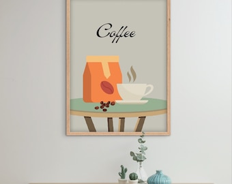 Coffee Art Print: Modern Kitchen Decor (Digital Download)