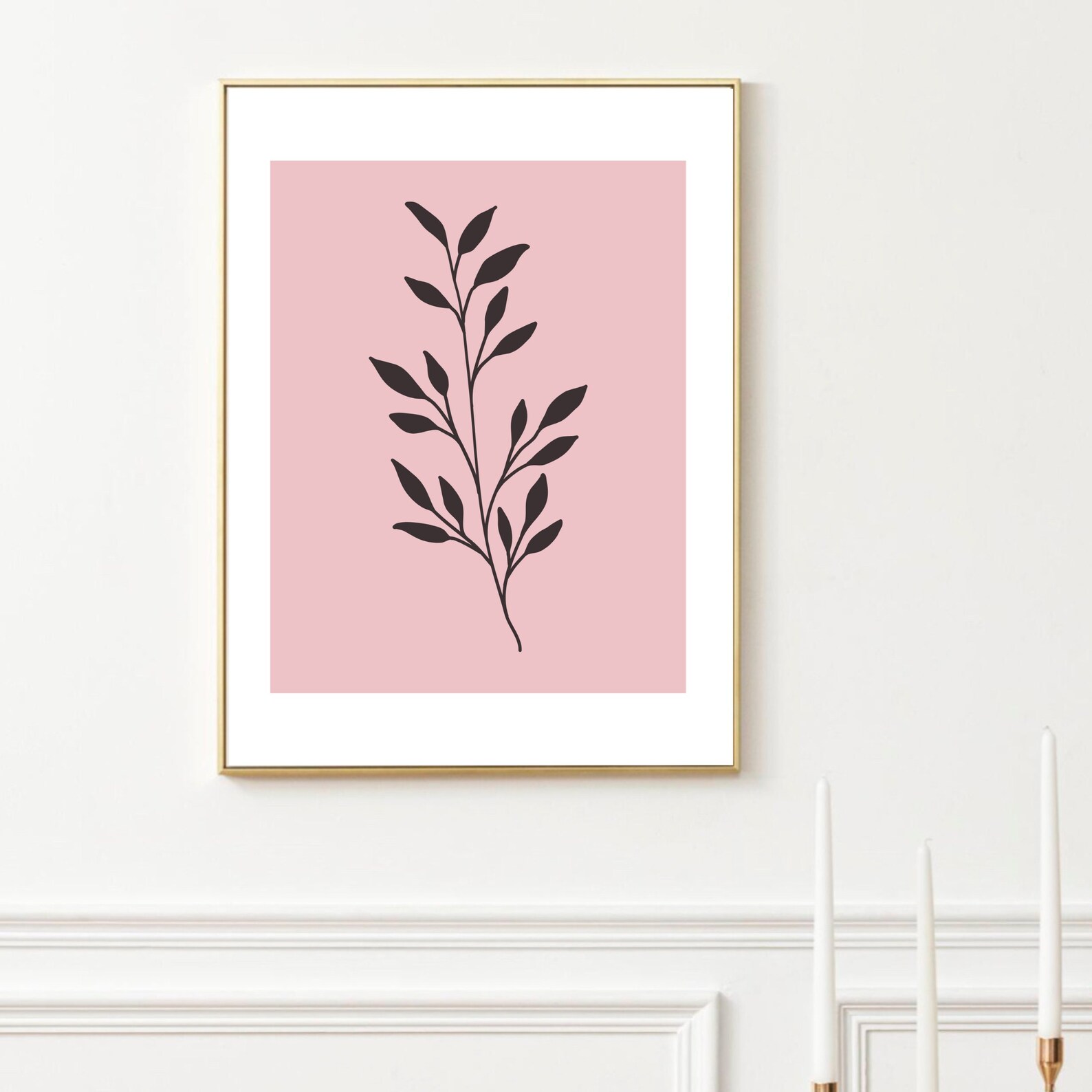 Blush Pink Botanical Wall Art Minimalist Large Wall Print - Etsy
