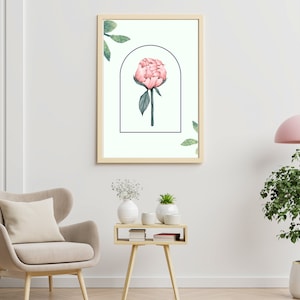 Peony Wall Art Print | Botanical Flower Print | Floral Bedroom Decor | Peony Poster | Digital Download | Printable Wall Art