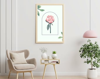 Pfingstrose Blumen Print: Botanische Schlafzimmer Wandkunst (Digitaler Download)