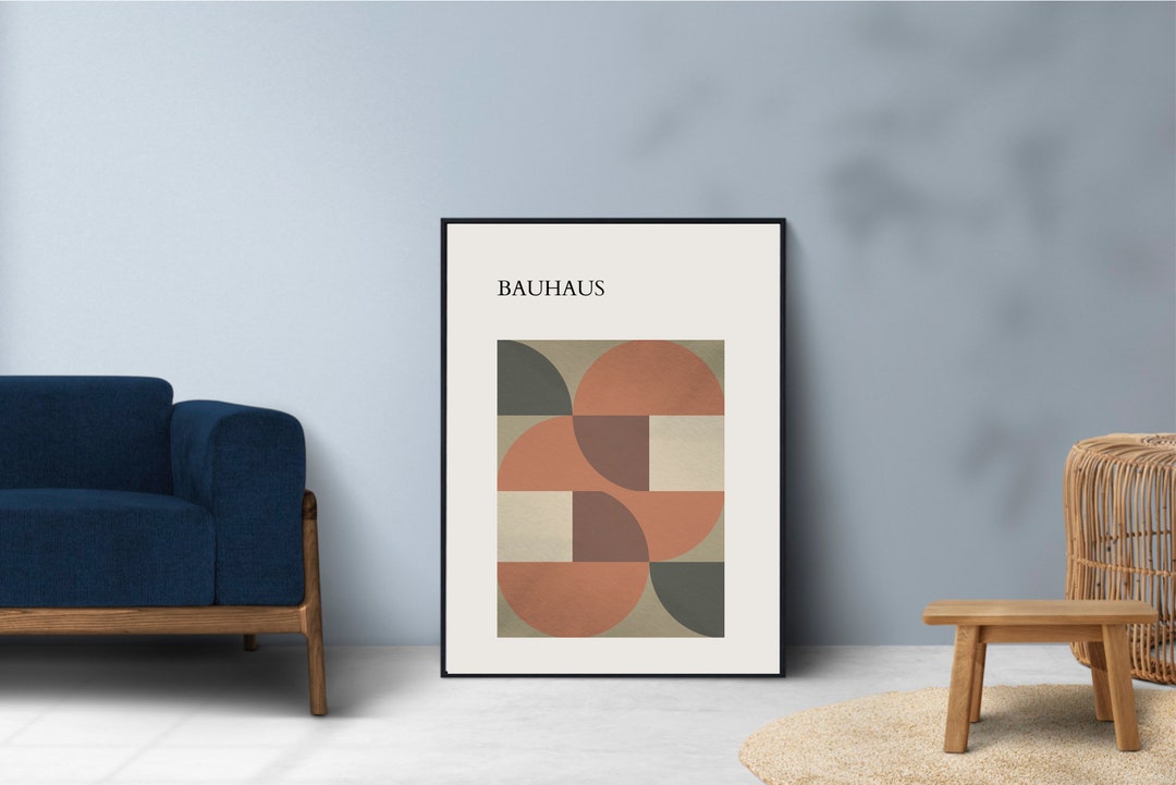 Beige Bauhaus Exhibition Poster: Neutral Geometric Wall Art (digital ...