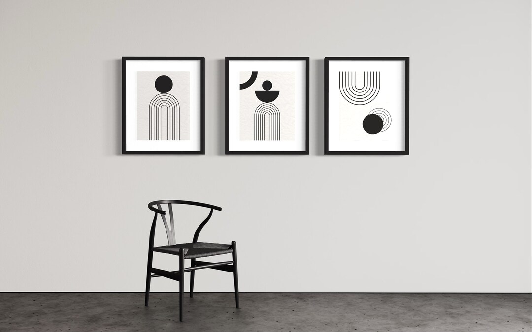 Mid Century Modern Abstract Printable Wall Art Set of 3, Set of 3 ...