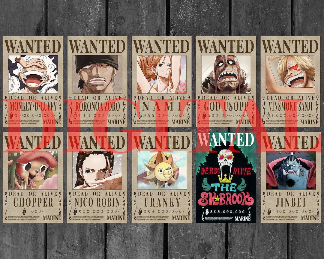 Digital One Piece Straw Hat's Wanted Posters UPDATED Etsy