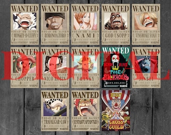 Digital One Piece Straw Hat's Wanted Posters UPDATED POST-WANO Japanese Anime Digital Poster