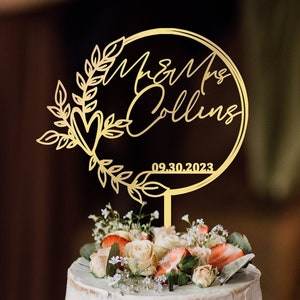 Rustic Wedding Cake Topper / Custom Script Cake Toppers for Wedding / Personalized Wedding Cake Topper / Mr and Mrs Cake Toppers