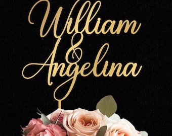 Personalized Names Wedding Cake Topper: Custom Acrylic or Wood