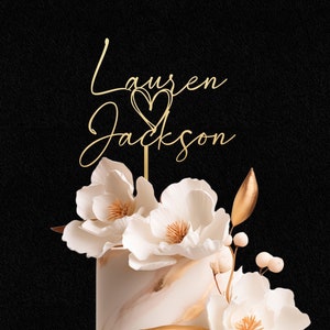 Couple Name Cake topper - Custom Cake Topper - Gold Wedding Cake Topper - Acrylic Cake Topper - Anniversary, Baptism, name topper, Bridal