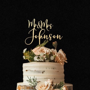 Cake topper for Wedding, Personalized cake topper, Rustic wedding cake topper, Custom Mr Mrs cake topper,  Wedding Cake topper, Gold Wedding