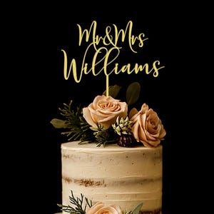 Cake topper for Wedding, Personalized cake topper, Rustic wedding cake topper, Custom Mr Mrs cake topper,  Wedding Cake topper, Gold Wedding