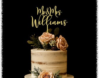 Cake topper for Wedding, Personalized cake topper, Rustic wedding cake topper, Custom Mr Mrs cake topper,  Wedding Cake topper, Gold Wedding