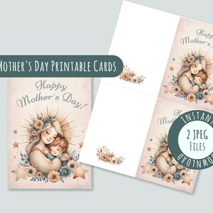 Cartão postal personalizado do Dia das Mães para impressão - Desenhos florais elegantes em aquarela para A4 e A6 - Expresse seu amor com arte - Download rápido