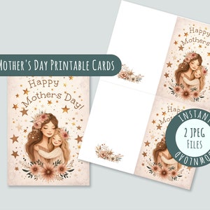 Paquete de postales en acuarela para el Día de la Madre: Tarjetas imprimibles personalizadas A4 y A6, diseños florales de inspiración vintage, perfecto para regalo de bricolaje para mamá