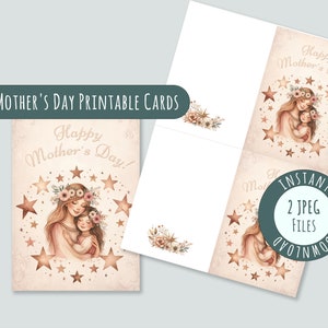 Lot de cartes postales aquarelles pour la fête des mères : cartes imprimables A4 et A6 personnalisées, motifs floraux inspirés de la nature - parfait pour un cadeau DIY pour maman
