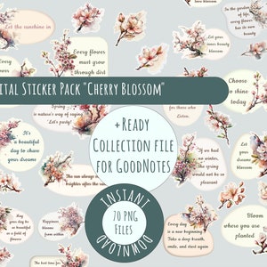 70 Digital GoodNotes Stickers collection - Blossom Flowers | Stickers with flowers | handmade printable colorful stickers | Scrapbooking