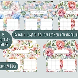 Bedruckbare Geldspartaschen, Einkommenstrennung, Budgetplaner, Bargeld Tracker Einsätze, Umschlagmethode als digitaler PDF Download