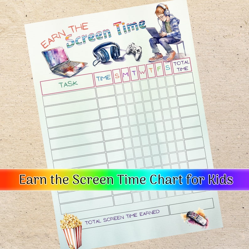 Editable Screen Time Checklist | Earn Screen Time Chart | Printable ...