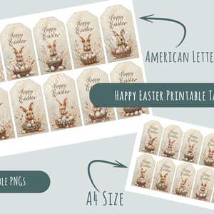 Buona Pasqua Tag stampabili, acquerello uovo & coniglietto Clipart, A4/lettera Spring Decor Download digitale - Tag Pasqua fai da te, accesso immediato