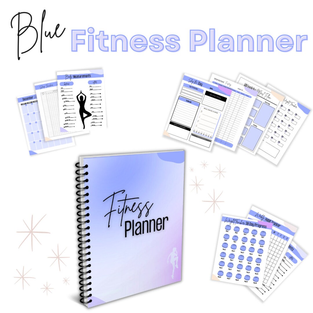 Blue Planner Printable Fitness Planner Goodnotes Fitness Etsy