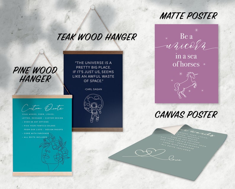 Custom Framed Quote Print Wall Art Gift Text Poster Personalized Poem Printable Custom Canvas