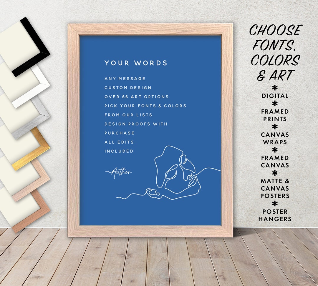 Custom Framed Quote Print Wall Art Gift Text Poster Personalized Poem Printable Custom Canvas