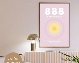Angel Number 888 Printable Wall Art | Aura Poster | Affirmation Wall Hanging