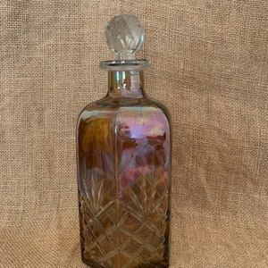 Glass Liquor Bottle like Carnival glass