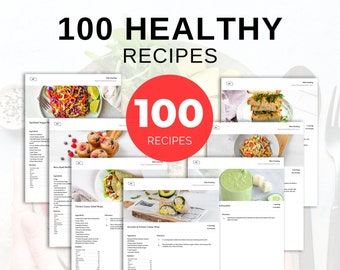 100 Gesunde Rezepte Ebook, Gesunde Rezepte, Rezept Ebook, Wöchentliche Meal Prep, Mahlzeitenplaner, erstellt von einem Diätetiker, A4, printable PDF Download
