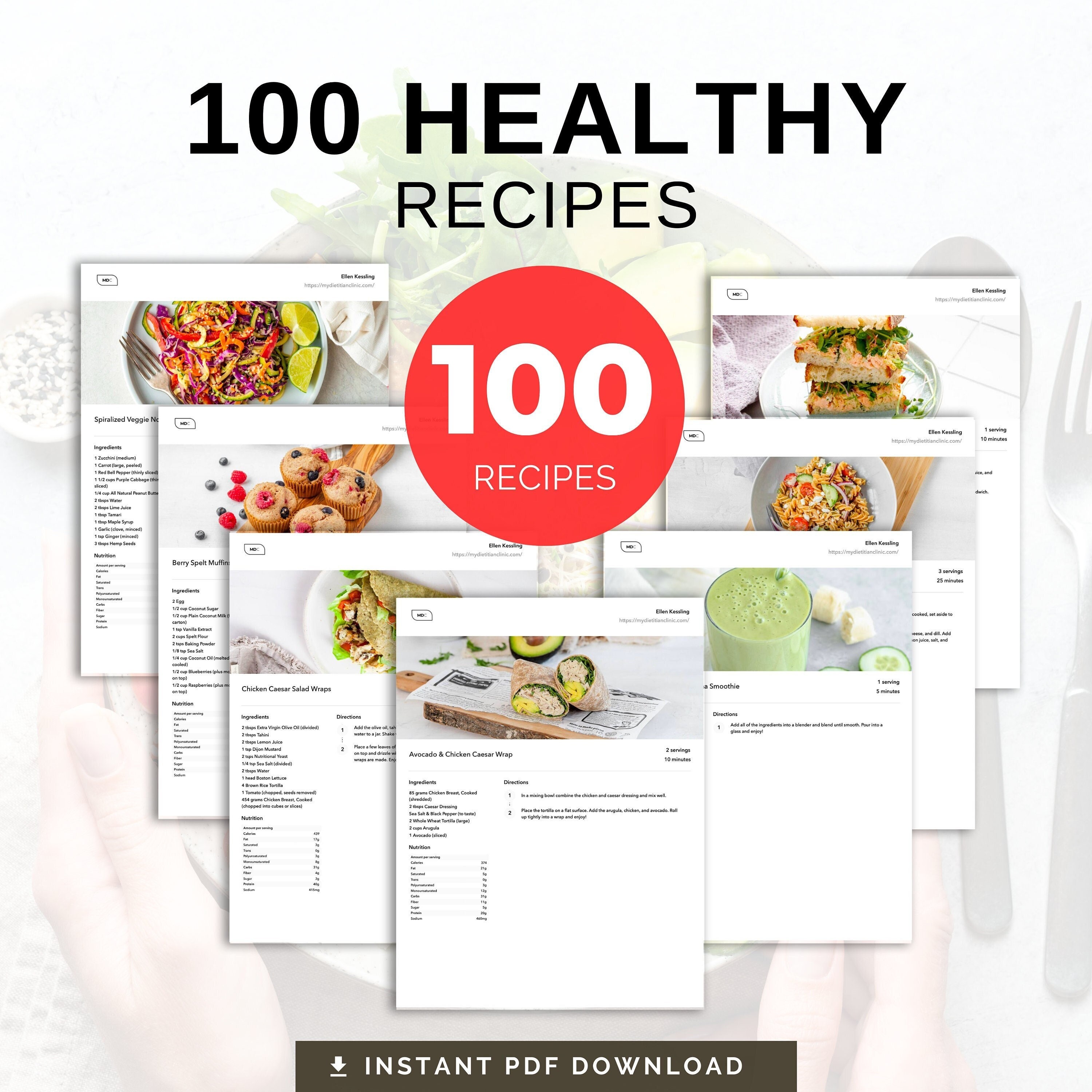 100 Healthy Recipes Ebook, Healthy Recipes, Recipe Ebook, Weekly Meal