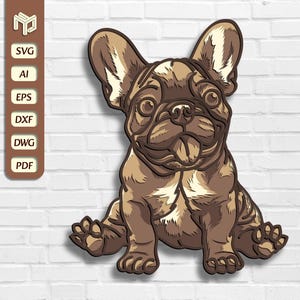 File di taglio laser a strati 3D Bulldog francese, file SVG multistrato Mandala amante dei cani, file del router CNC commemorativo dell'animale domestico, taglio della carta, decorazione della parete